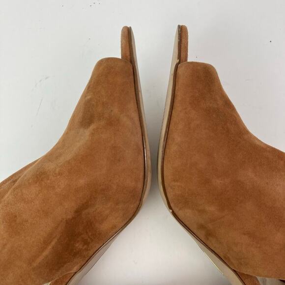 Louise Et Cie Sz 8 Kyvie Cinnamon Suede Sandals Ankle Straps Structured Heel - Picture 13 of 16